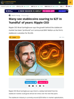Ripple CEO Predicts $2 Trillion Stablecoin Market Growth