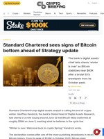 Standard Chartered sees signs of Bitcoin bottom ahead of Strategy update