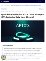 Aptos Price Prediction 2025: Can APT Repeat ICP’s Explosive Rally from $3 zone?