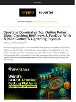 Spartans Dominates Top Online Poker Sites, Crushing BetRivers & FanDuel With 5,963+ Games & Lightning Payouts