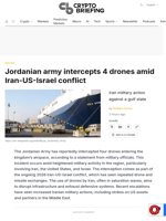 Jordanian army intercepts 4 drones amid Iran-US-Israel conflict