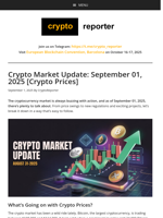 Crypto Market Update: September 01, 2025 [Crypto Prices]