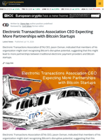 Electronic Transactions Association CEO Expecting More Partnerships with Bitcoin Startups