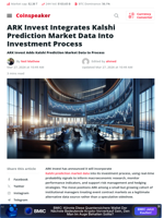 ARK Invest Integrates Kalshi Prediction Market Data Into Investments