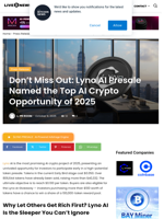 Don’t Miss Out: Lyno AI Presale Named the Top AI Crypto Opportunity of 2025 | Live Bitcoin News