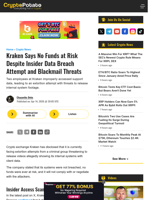 Kraken Says No Funds at Risk Despite Insider Data Breach Attempt and Blackmail Threats