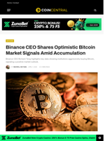 Binance CEO Shares Optimistic Bitcoin Market Signals Amid Accumulation - CoinCentral