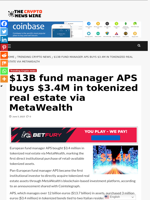 $13B fund manager APS buys $3.4M in tokenized real estate via MetaWealth - The Crypto News Wire