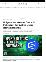 Polymarket Volume Drops in February, But Active Users Remain Healthy - 