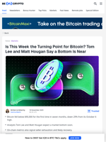 Tom Lee, Matt Hougan Say Bitcoin May Bottom Out This Week