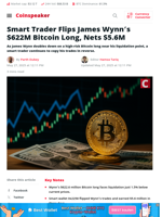 Smart Trader Flips James Wynn’s $622M Bitcoin Long, Nets $5.6M - Coinspeaker
