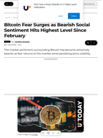 Bitcoin Fear Surges as Bearish Social Sentiment Hits Highest Level Since February - U.Today