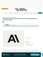 NY attorney general sues Coinbase, Gemini for illegal gambling via prediction markets