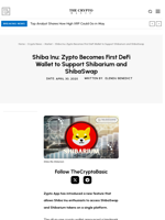 Shiba Inu: Zypto Becomes First DeFi Wallet to Support Shibarium and ShibaSwap