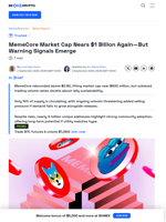 MemeCore Market Cap Nears $1 Billion, but Warning Signs Persist