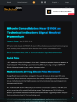 Bitcoin Consolidates Near $110K as Technical Indicators Signal Neutral Momentum - Blockchain.News