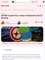 ASTER Crypto Price Jumps on Buybacks and CZ Backing - 99Bitcoins