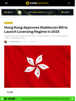 Hong Kong Approves Stablecoin Bill to Launch Licensing Regime in 2025 - CoinCentral