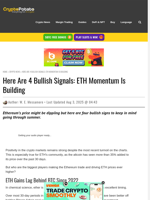 Here Are 4 Bullish Signals: ETH Momentum Is Building