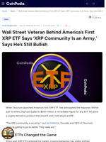 Wall Street Veteran Behind America's First XRP ETF Says ‘XRP Community Is an Army,’ Says He's Still Bullish