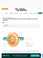 BIS warns US dollar stablecoins pose financial stability risks, urges regulation