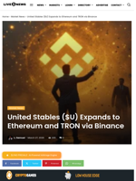 United Stables ($U) Expands to Ethereum and TRON via Binance | Live Bitcoin News