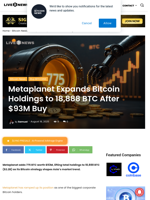 Metaplanet Expands Bitcoin Holdings to 18,888 BTC After $93M Buy | Live Bitcoin News