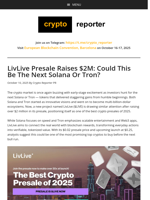LivLive Presale Raises $2M: Could This Be The Next Solana Or Tron?