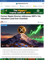 Former Ripple Director Addresses XRP's 10x Valuation Lead Over Chainlink