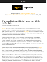 Plasma Mainnet Beta Launches With $2B+ TVL
