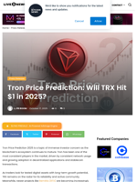 Tron Price Prediction: Will TRX Hit $1 in 2025? | Live Bitcoin News