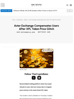 Aster Exchange Compensates Users After XPL Token Price Glitch