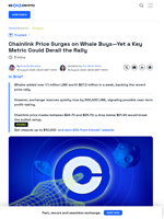 Chainlink Price Rises on Whale Buys, But One Metric Flashes Red