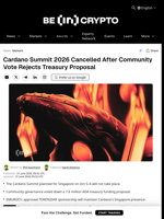 Cardano Summit 2026 Cancelled After Community Vote Rejects Treasury Proposal