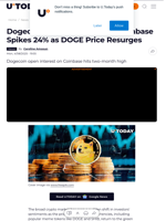 Dogecoin Futures Activity on Coinbase Spikes 24% as DOGE Price Resurges