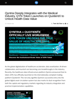 Qyntria Deeply Integrates with the Medical Industry, QYN Token Launches on QuotientX to Unlock Health Data Value - Visionary Financial