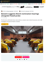 US Treasury Secretary Pushes For Start On Fed Chair Confirmation Hearings