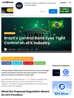 Brazil's Central Bank Eyes Tight Control on eFX Industry | Live Bitcoin News