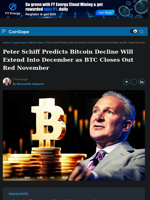 Peter Schiff Predicts Bitcoin Decline Will Extend Into December as BTC Closes Out Red November