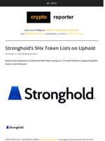Stronghold’s SHx Token Lists on Uphold