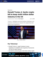 Donald Trump Jr. backs crypto bill to keep multi-trillion dollar industry in the US