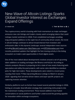 New Wave of Altcoin Listings Sparks Global Investor Interest as Exchanges Expand Offerings | Visionary Financial