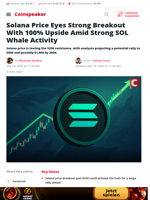 Solana Whale Builds + Smart Money Fuel 100% Upside Potential