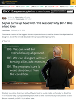 Strategy’s Michael Saylor Pounds Away at “Bad Idea” BIP-110