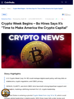 Crypto Week Begins - Bo Hines Says It’s “Time to Make America the Crypto Capital”