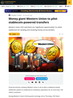 Western Union Says Stablecoins Are faster and cheaper