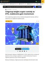 Citigroup Weighs Crypto Custody and Payments