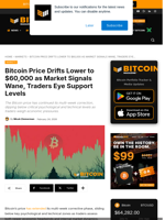 Bitcoin Price Drifts Lower To $60,000 As Market Wanes