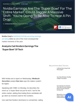 Nvidia Earnings Are The 'Super Bowl' For The Entire Market, Could Trigger A Massive Shift: 'You're Going To Be Able To Hear A Pin Drop' - NVIDIA (NASDAQ:NVDA), SoftBank Group (OTC:SFTBF) - Benzinga