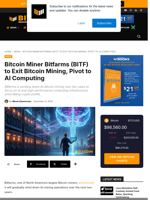 Bitfarms (BITF) To Exit Bitcoin Mining, Pivot To AI